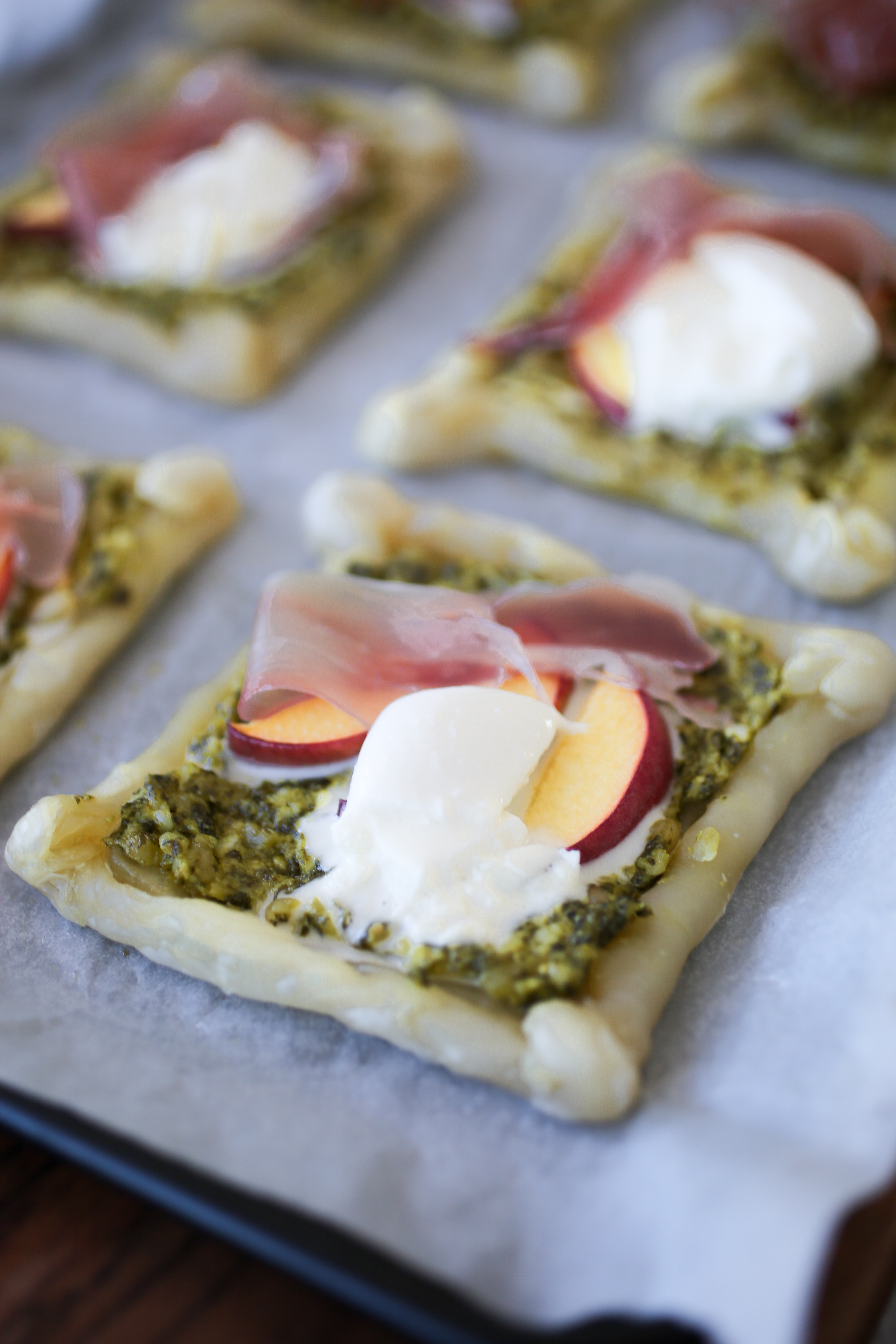 Burrata, Pesto & Prosciutto Tart